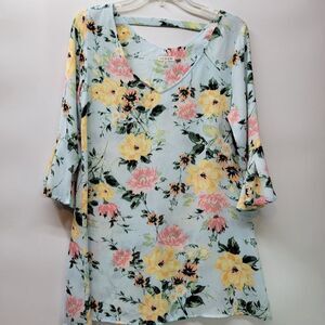 Seven forty two floral top with bell sleeves